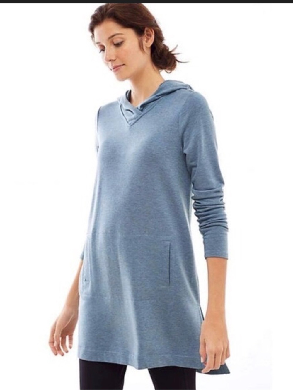 Pure Jill Light Blue Hooded Tunic Sweatshirt